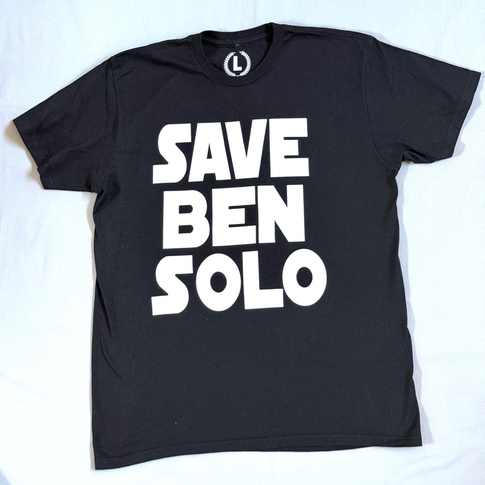 Men’s Star Wars Save Ben Solo Black‎ Graphic T-shirt Size L